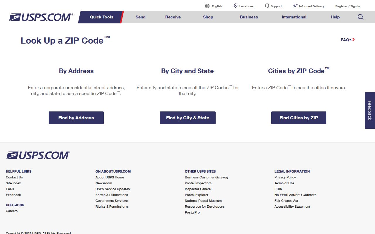 Brentwood ZIP code directory USPS address verification screen