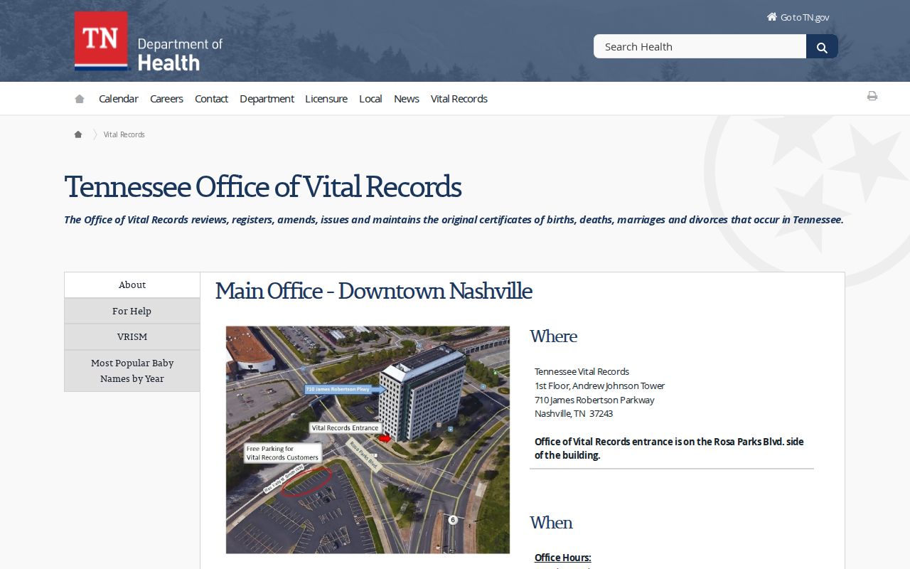 Tennessee vital records access for Brentwood residents directory family research